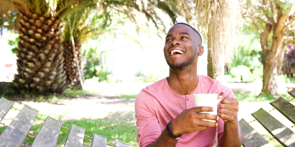 A man drinking tea